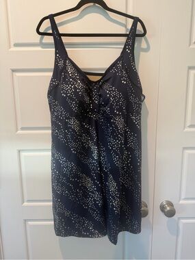 NWOT Swimsuits for All Swim Dress Navy with Silver Dots Supportive Women Size 24
